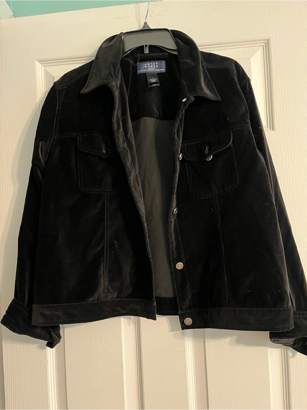 Liz Claiborne Crazy Horse Collection black velour jacket